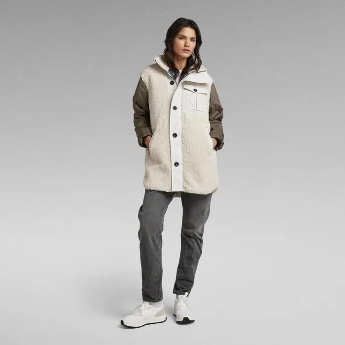 Winter Coats Women GStar RAW Teddy Mix Jacket Ecru