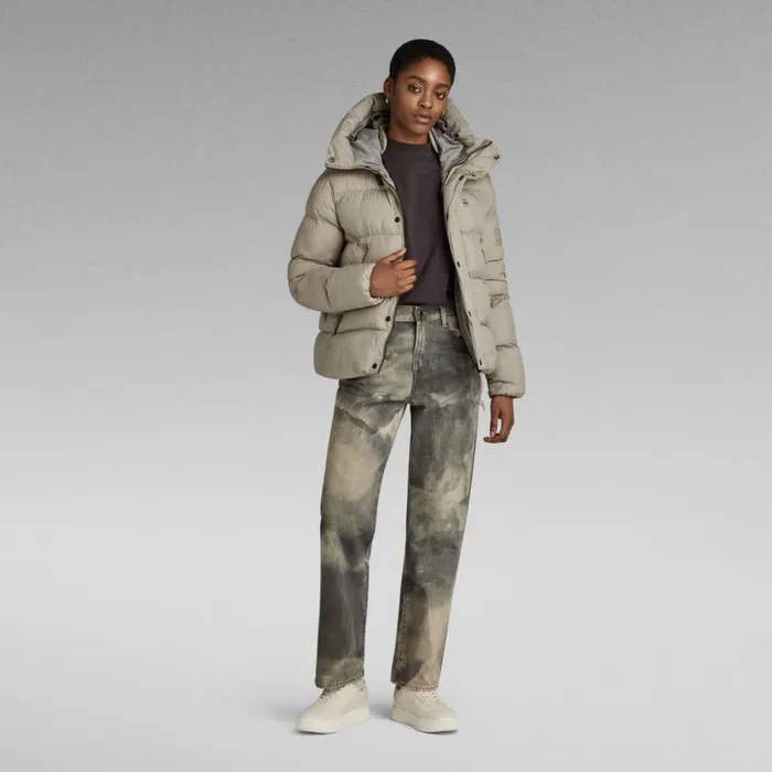 Winter Coats Women GStar RAW Whistler Short Puffer Jacket Elephant Skin