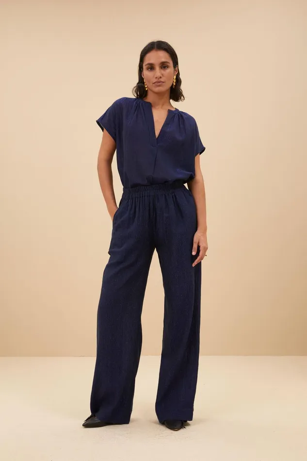 Women Amie Lurex Pants Midnight Bybar Trousers Women Amie Lurex Pants Midnight Bybar Trousers