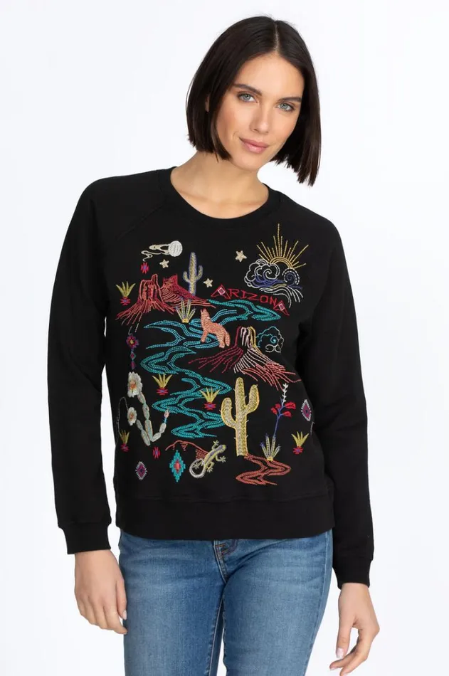 Women Arizona Raglan Sweatshirt Black Johnny Was Tops Women Arizona Raglan Sweatshirt Black Johnny Was Tops