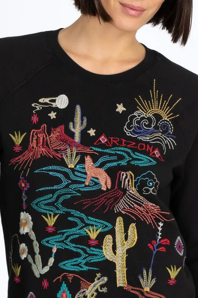 Women Arizona Raglan Sweatshirt Black Johnny Was Tops Women Arizona Raglan Sweatshirt Black Johnny Was Tops