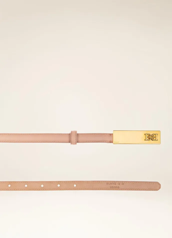 Women Bally Belts Blane 8211 Leather 15mm Belt In Blush Pink