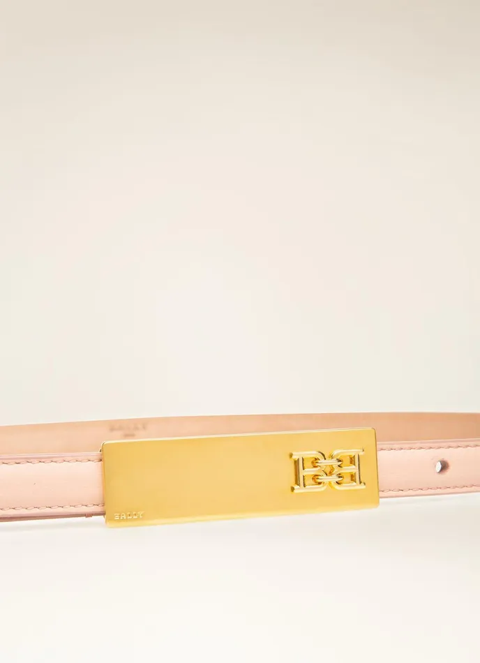 Women Bally Belts Blane 8211 Leather 15mm Belt In Blush Pink