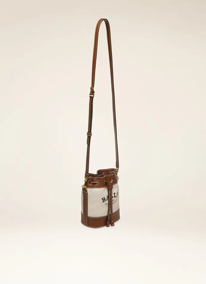 Women Bally Crossbody Bags Cleoh XS 8211 Fabric Bucket Bag In Natural