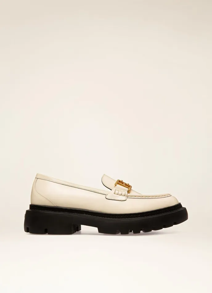 Women Bally Flats and Moccasins Gioia Flat 8211 Leather Moccasins In White