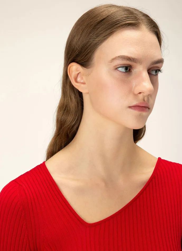 Women Bally Knitwear Asymmetric Top 8211 Cotton Top In Red