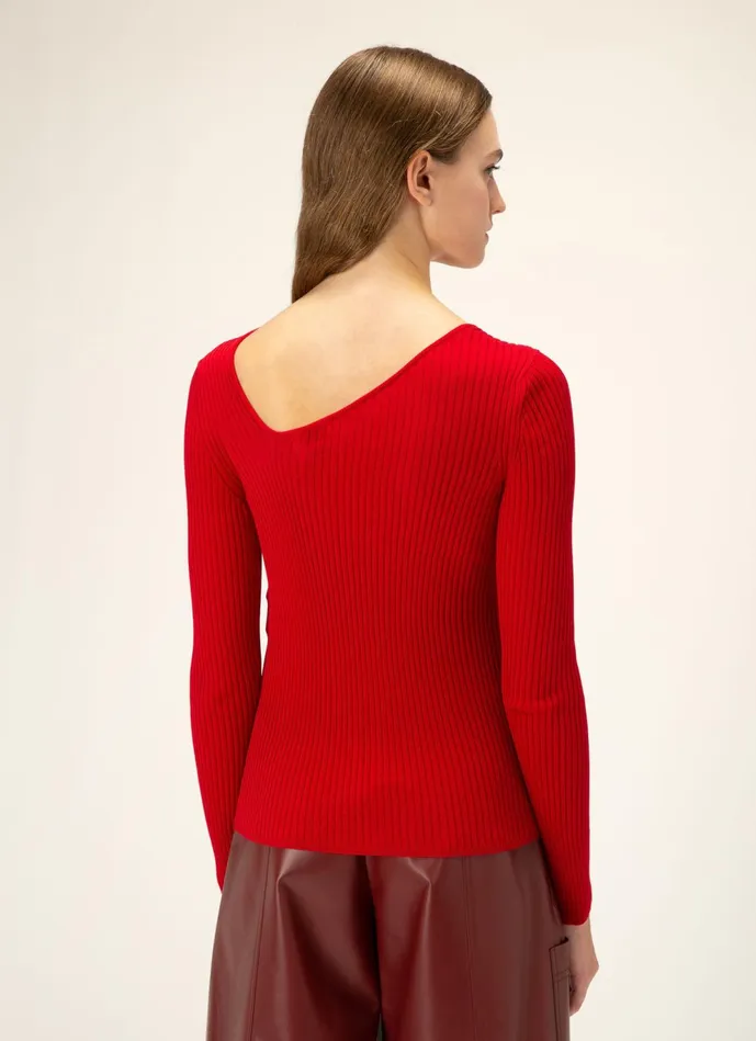 Women Bally Knitwear Asymmetric Top 8211 Cotton Top In Red