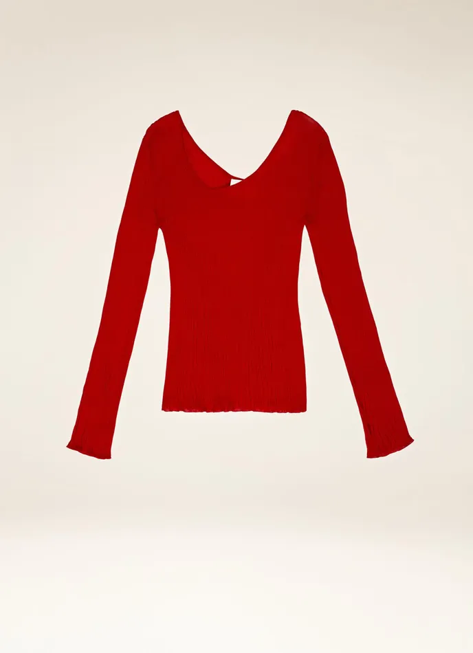 Women Bally Knitwear Asymmetric Top 8211 Cotton Top In Red