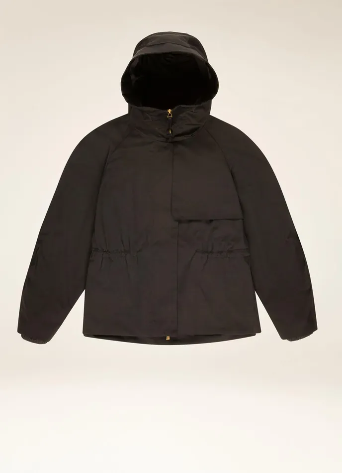 Women Bally Outerwear Hooded Coat 8211 Techno Poly Mix Outerwear In Black