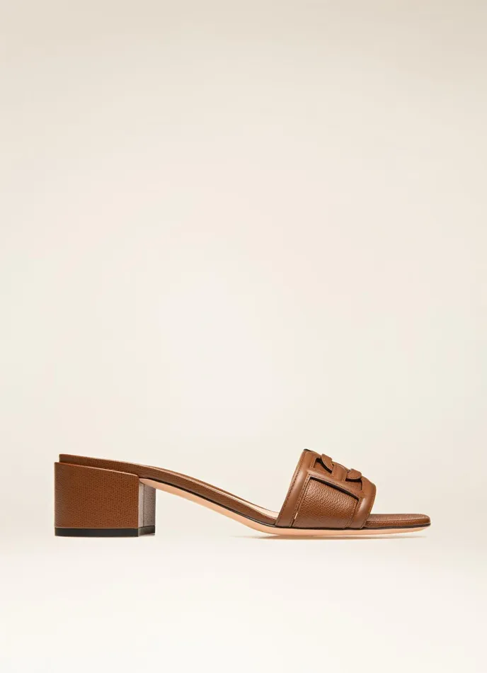 Women Bally Sandals Peoni 8211 Leather Sandals In Brown