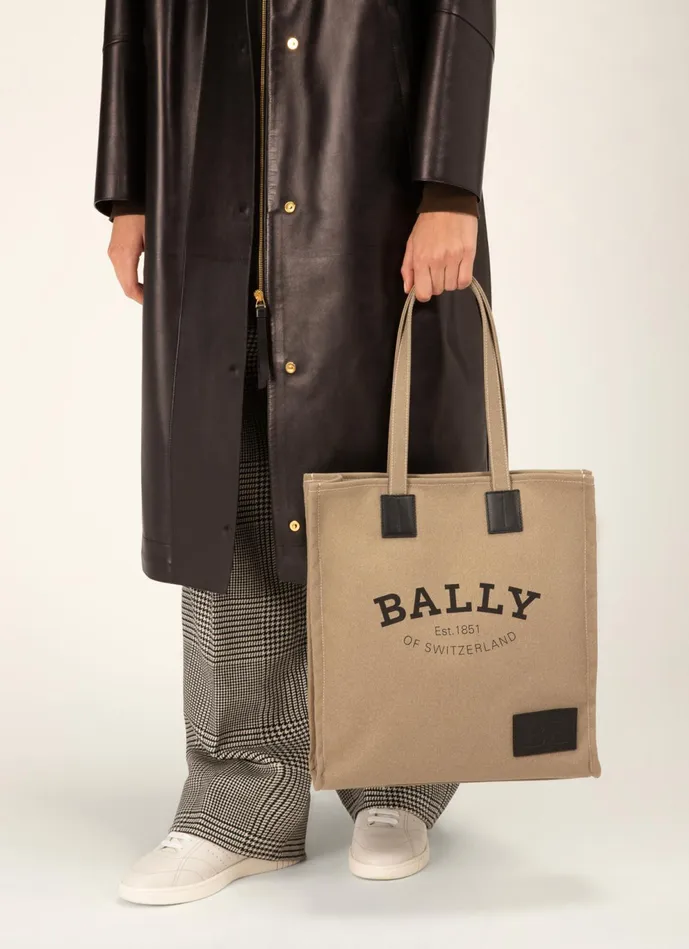 Women Bally Tote Bags Crystalia 8211 Fabric Tote Bag In Sand