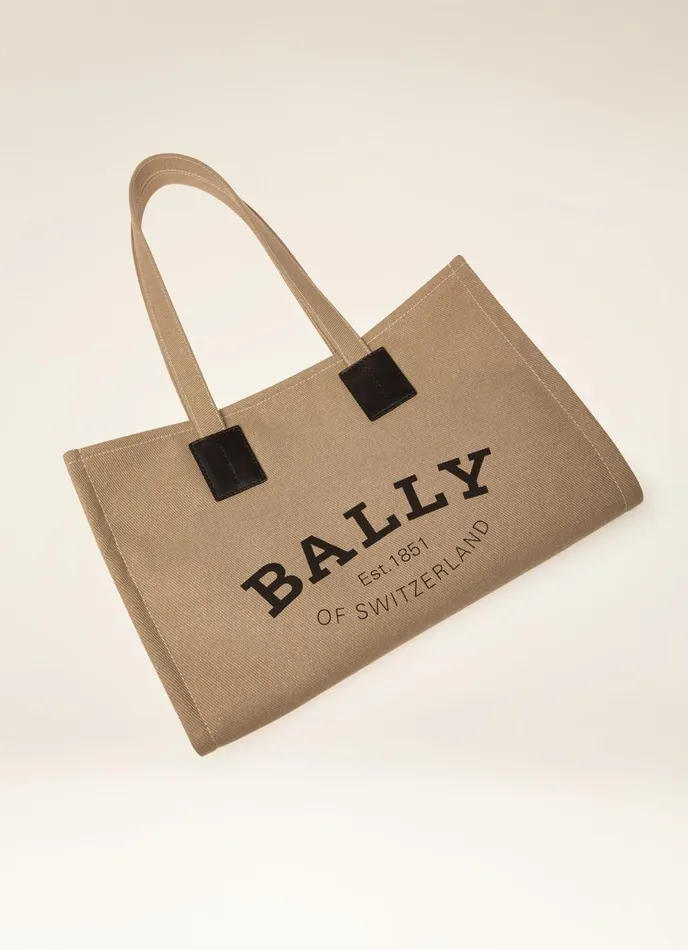 Women Bally Tote Bags Crystalia 8211 Fabric Tote Bag In Sand
