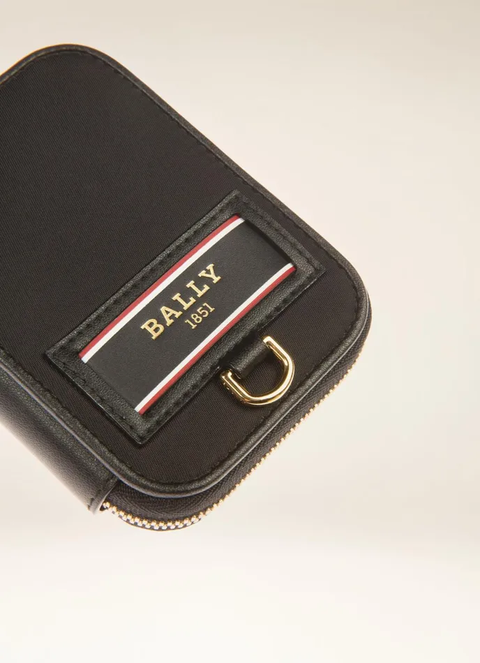 Women Bally Wallets Efy 8211 Nylon Card Holder In Black