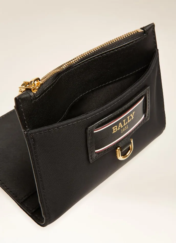 Women Bally Wallets Esmal 8211 Recycled Nylon Card Holder In Black