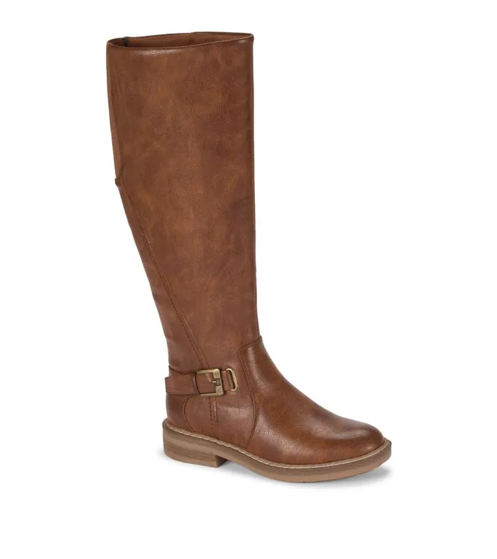 Women Baretraps Knee High Boots Autumn Wide Calf Riding Boot Cognac