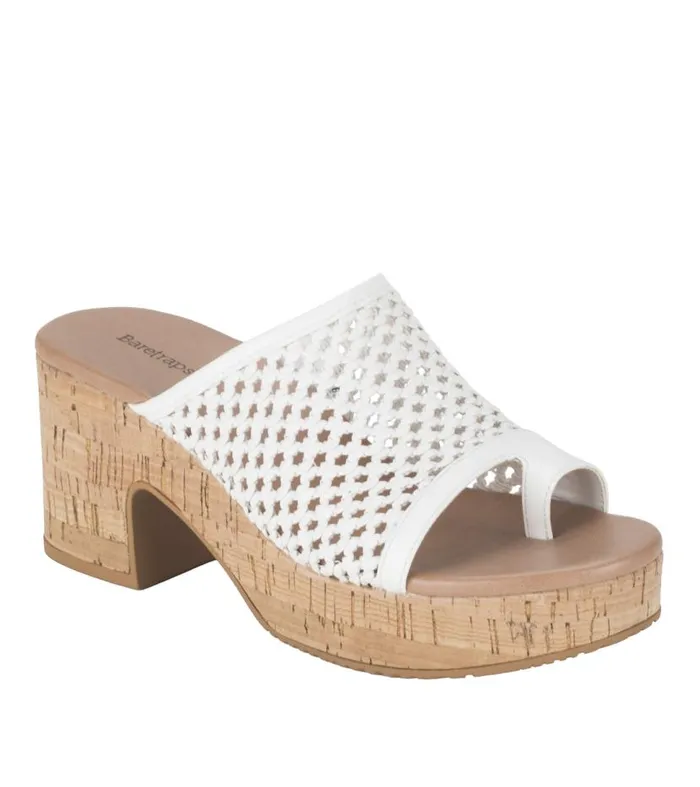 Women Baretraps Slides and Slip On Sandals Michaela Block Heel Sandal White