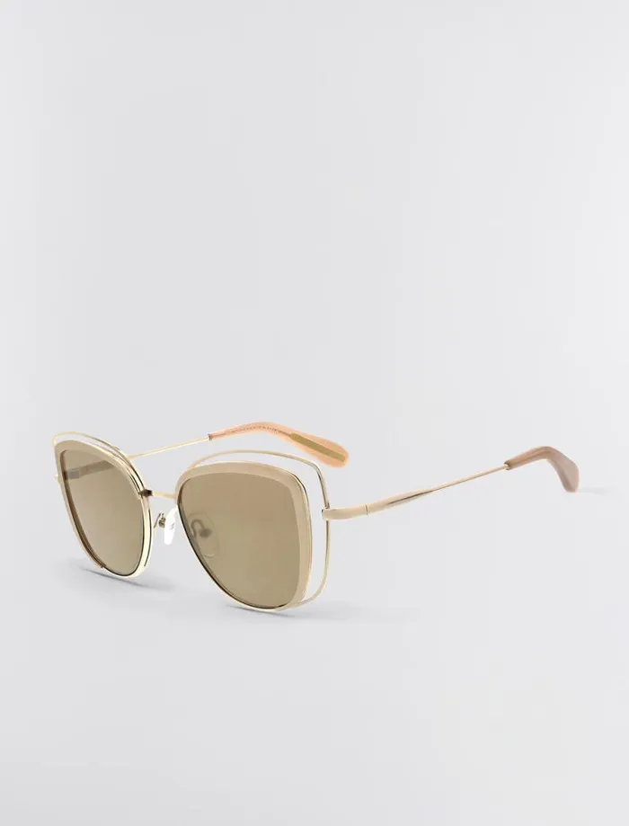 Women BCBG Sunglasses Vented Cat Eye Sunglasses Shiny Lt Goldsatin Light Gold