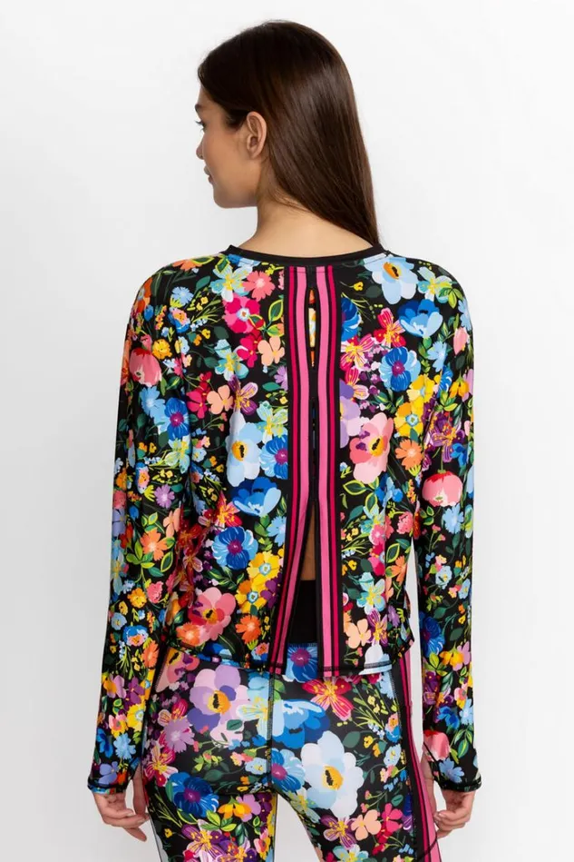 Women BEE ACTIVE LONG SLEEVE STEP HEM TEE WITH KEYHOLES Wild Bloom Johnny Was Active Women BEE ACTIVE LONG SLEEVE STEP HEM TEE WITH KEYHOLES Wild Bloom Johnny Was Active