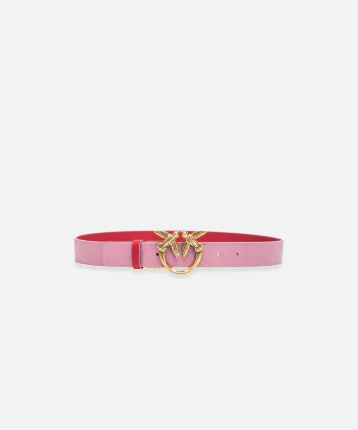 Women Belts Pinko Doubleface Belt With Love Birds Buckle 3 Cm Redpinkantiquegold