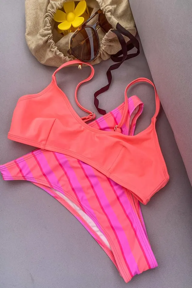 Women Bikini Bottoms Cupshe Passion Extra Cheeky Extra High Waist Bikini Bottom Pink