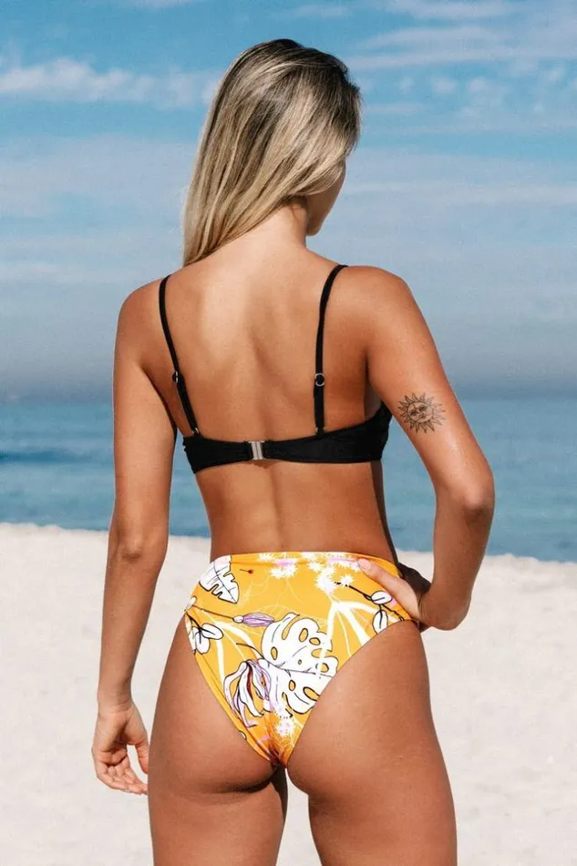 Women Bikini Sets Cupshe Kynlee Underwire Tropical Bikini Multicolor
