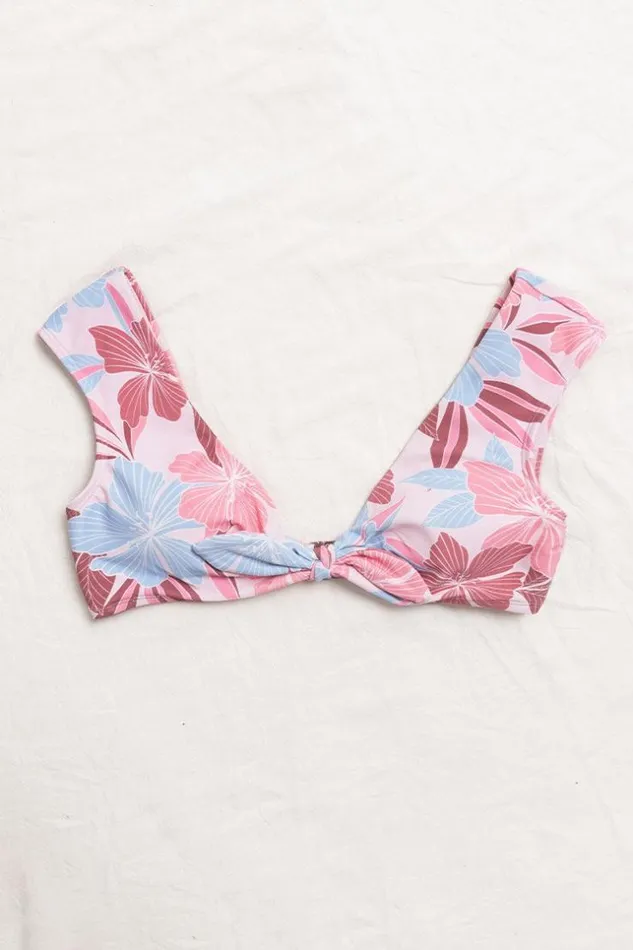Women Bikini Tops Cupshe Floral Impressions Bunny Tie Bralette Bikini Top Multicolor