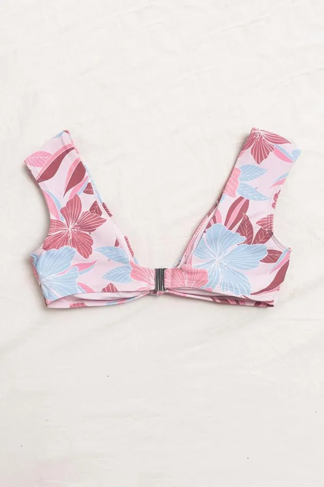 Women Bikini Tops Cupshe Floral Impressions Bunny Tie Bralette Bikini Top Multicolor