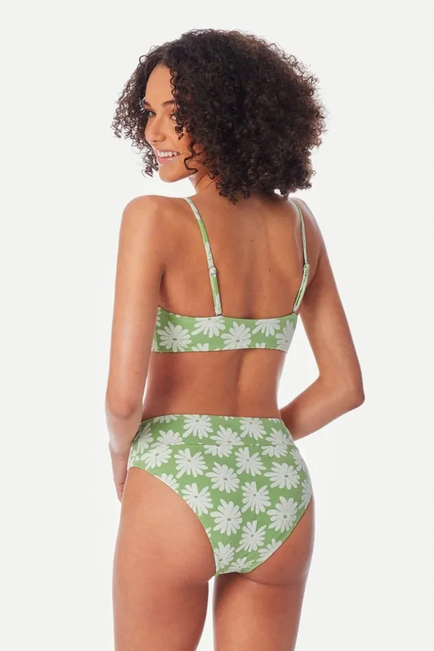 Women Bikini Tops Cupshe Light Green Floral Bandeau Bikini Top Light Green