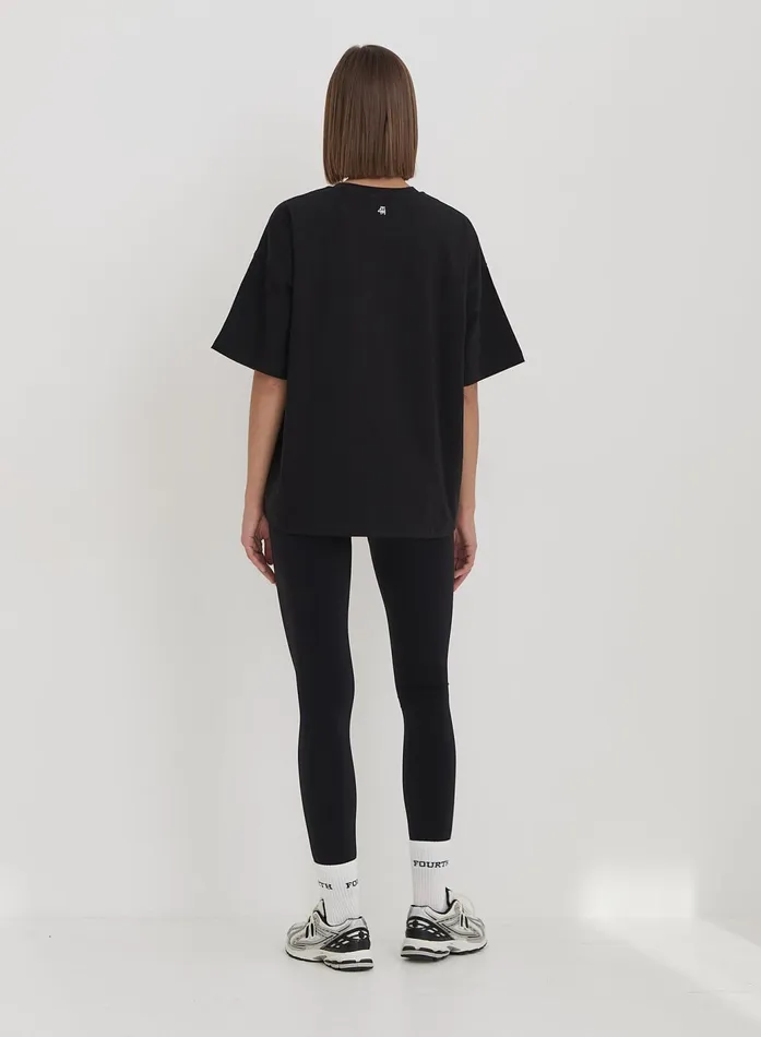 Women Black Embroidered Apres Ski Slogan TShirt Asher 4th and Reckless Athleisure