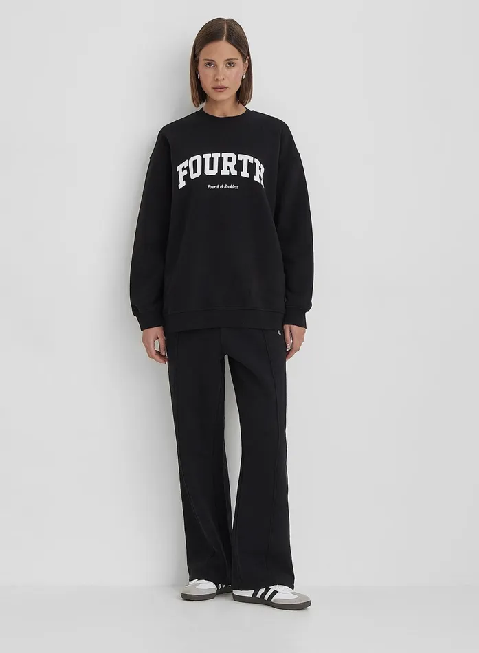 Women Black Fourth Slogan Classic Longline Sweatshirt Jen 4th and Reckless Athleisure
