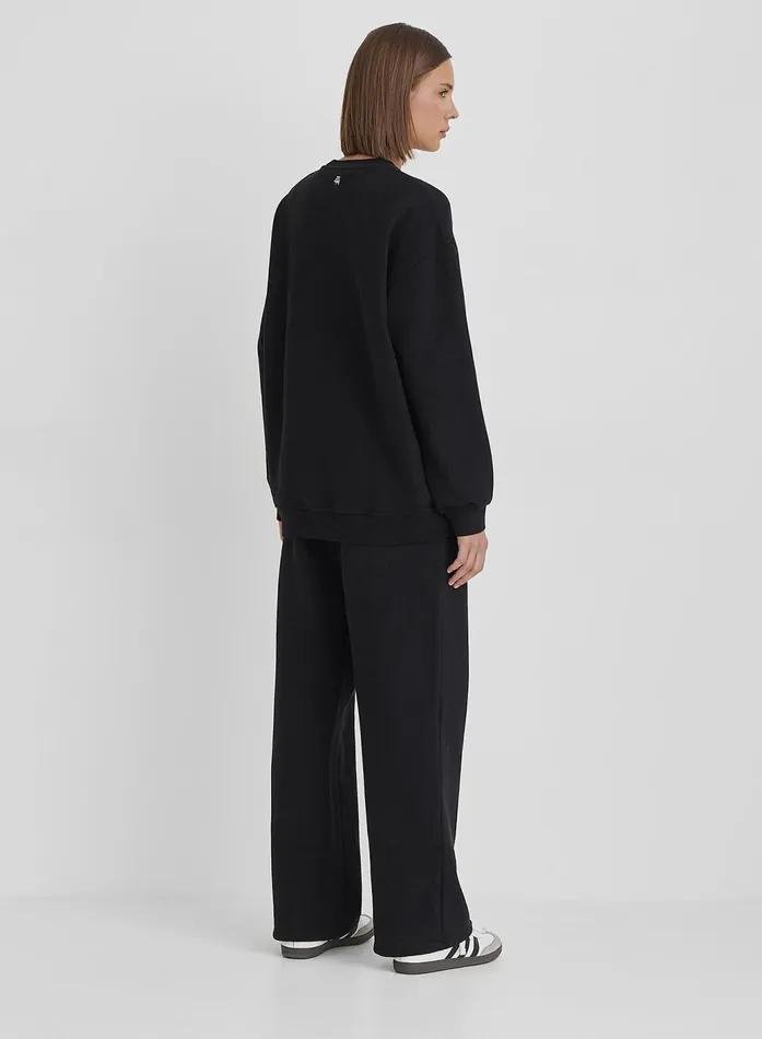 Women Black Fourth Slogan Classic Longline Sweatshirt Jen 4th and Reckless Athleisure