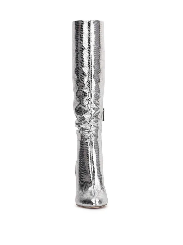Women Boots and Booties Jessica Simpson Minerva Knee High Boot In Silver Snake
