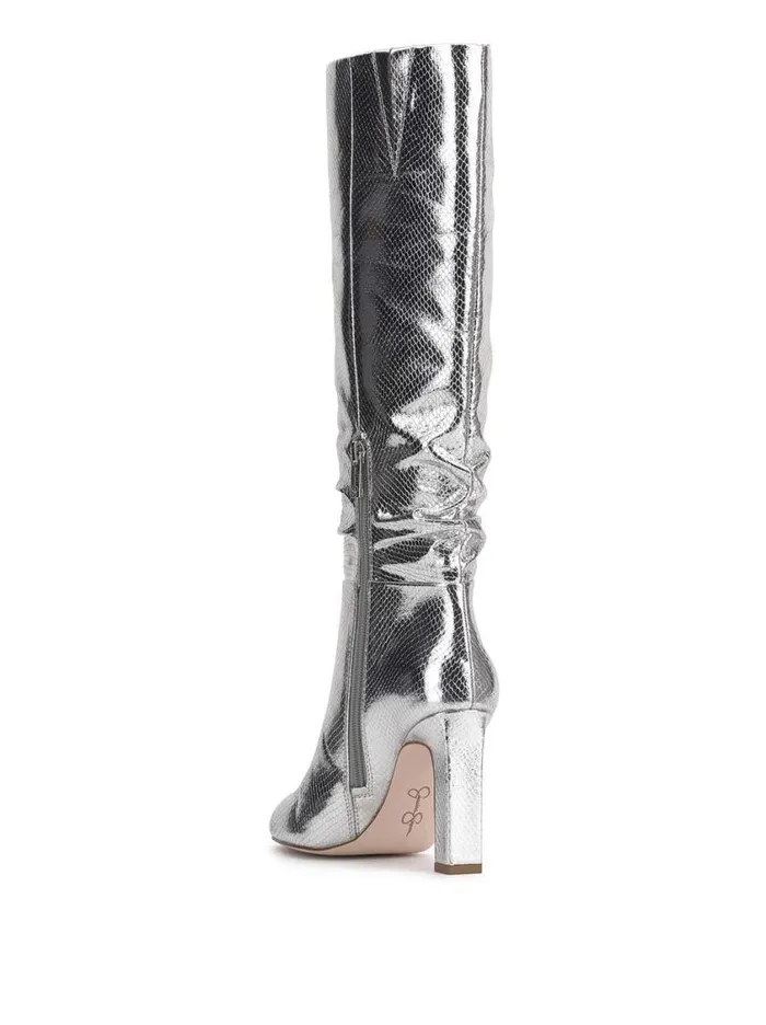 Women Boots and Booties Jessica Simpson Minerva Knee High Boot In Silver Snake