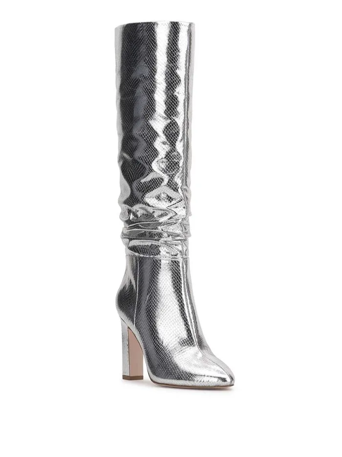 Women Boots and Booties Jessica Simpson Minerva Knee High Boot In Silver Snake