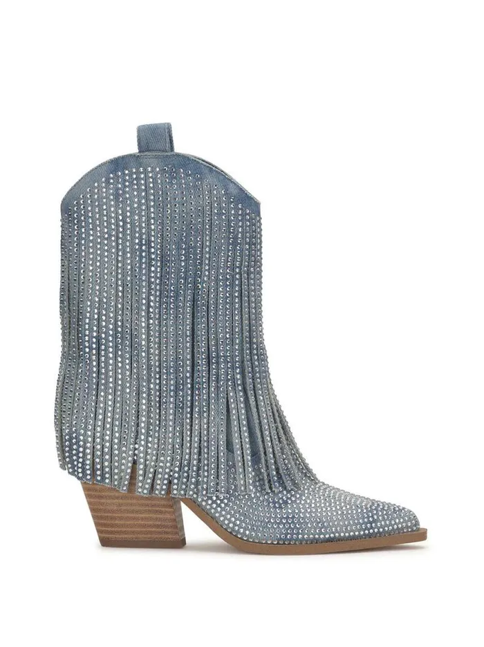 Women Boots and Booties Jessica Simpson Paredisa Fringe Bootie In Denim Blue