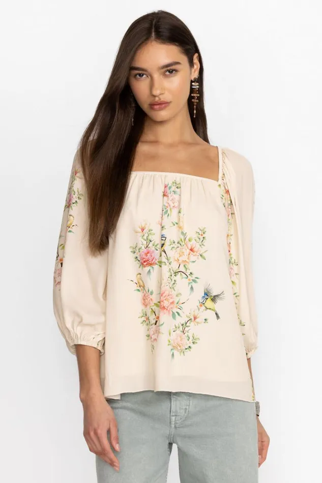 Women BYRDIE VISCOSE BLOUSE Ecru Johnny Was Tops Women BYRDIE VISCOSE BLOUSE Ecru Johnny Was Tops