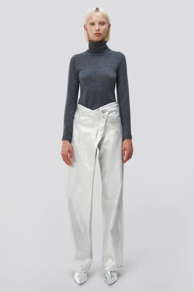 Women Casey Denim Silver Foil Jonathan Simkhai Pants and Bottoms
