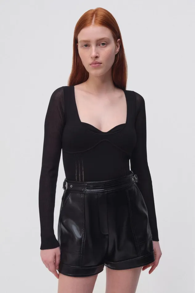 Women Cedar Top Black Jonathan Simkhai Knitwear