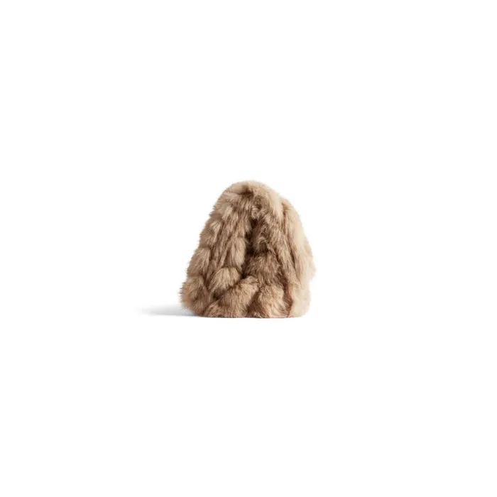 Women Chain Bags Balenciaga Crush Medium Chain Bag Fake Fur In Beige