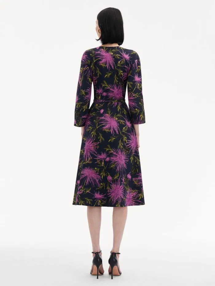 Women Chrysanthemum Cotton Poplin Dress Purple Navy Oscar De La Renta Dresses Women Chrysanthemum Cotton Poplin Dress Purple Navy Oscar De La Renta Dresses