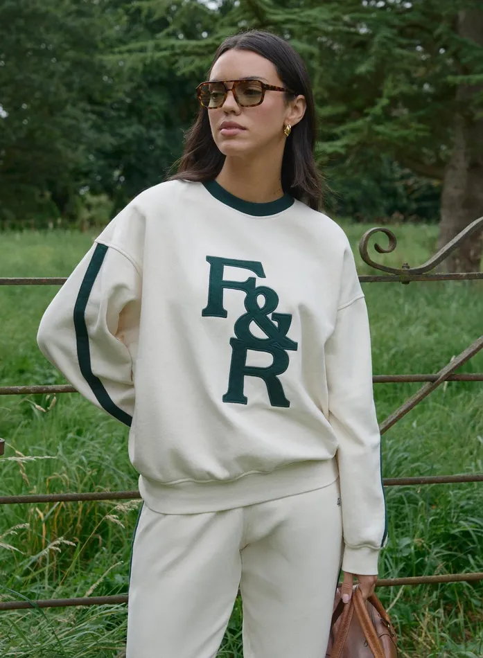 Women Cream FandR Branded Relaxed Oversized Sweatshirt Sloane 4th and Reckless Athleisure