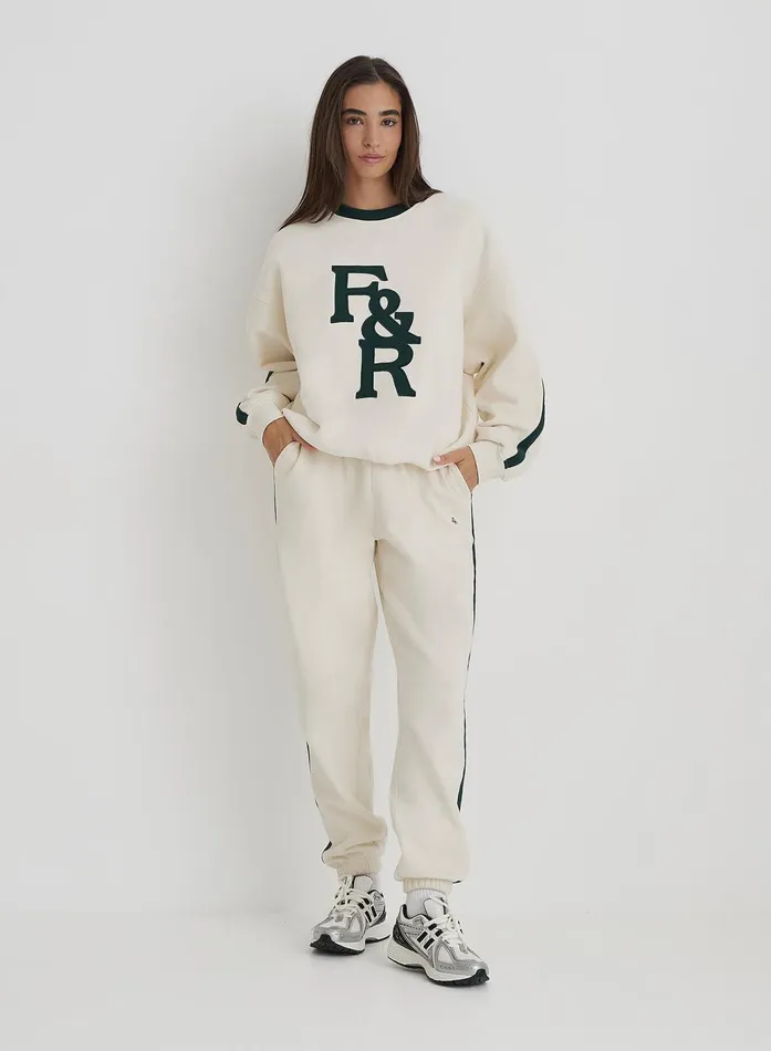 Women Cream FandR Branded Relaxed Oversized Sweatshirt Sloane 4th and Reckless Athleisure