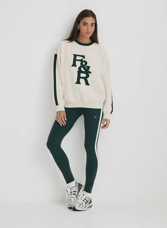Women Cream FandR Branded Relaxed Oversized Sweatshirt Sloane 4th and Reckless Athleisure