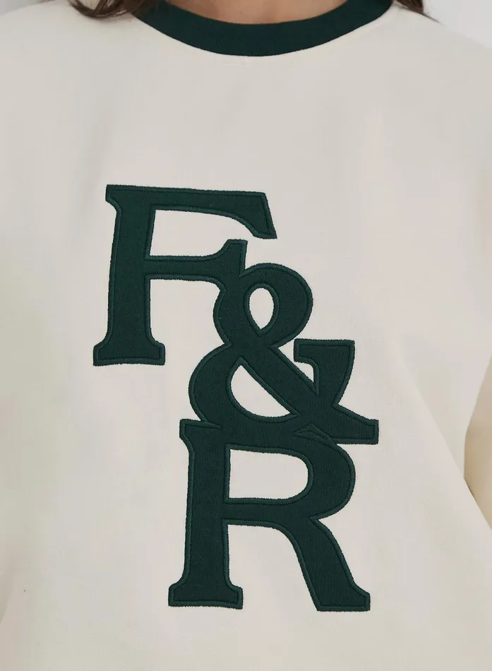 Women Cream FandR Branded Relaxed Oversized Sweatshirt Sloane 4th and Reckless Athleisure