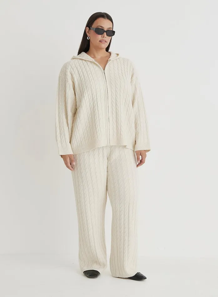 Women Cream Plus Size Cable Knit Trouser Janina 4th and Reckless Plus Size