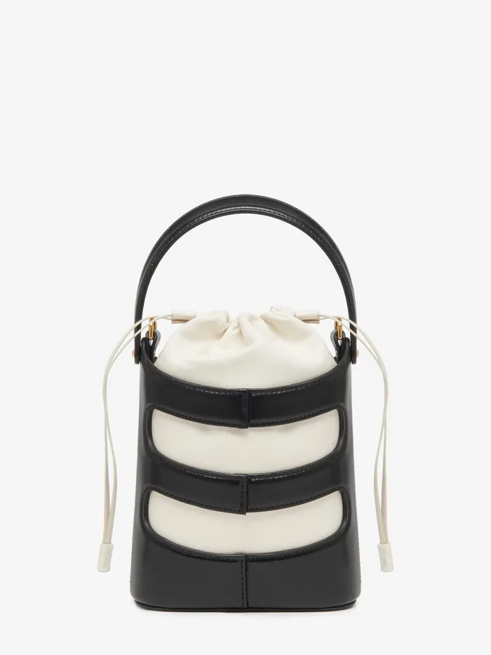 Women Crossbody Bags Alexander McQueen The Rise Mini Bucket Blacksoft Ivory