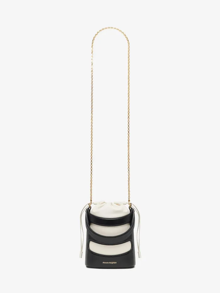 Women Crossbody Bags Alexander McQueen The Rise Mini Bucket Blacksoft Ivory