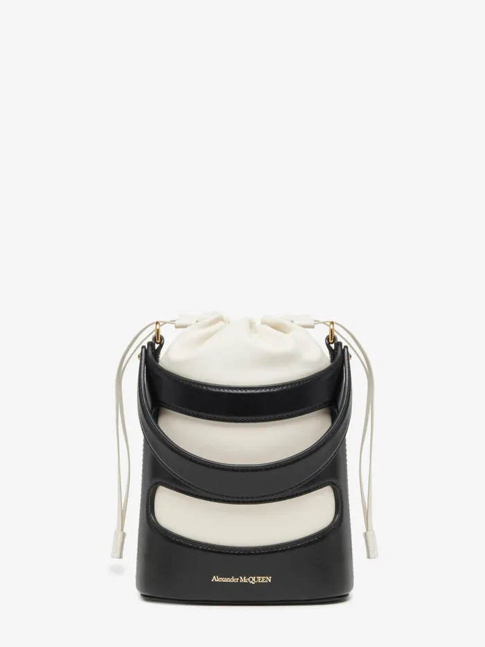 Women Crossbody Bags Alexander McQueen The Rise Mini Bucket Blacksoft Ivory