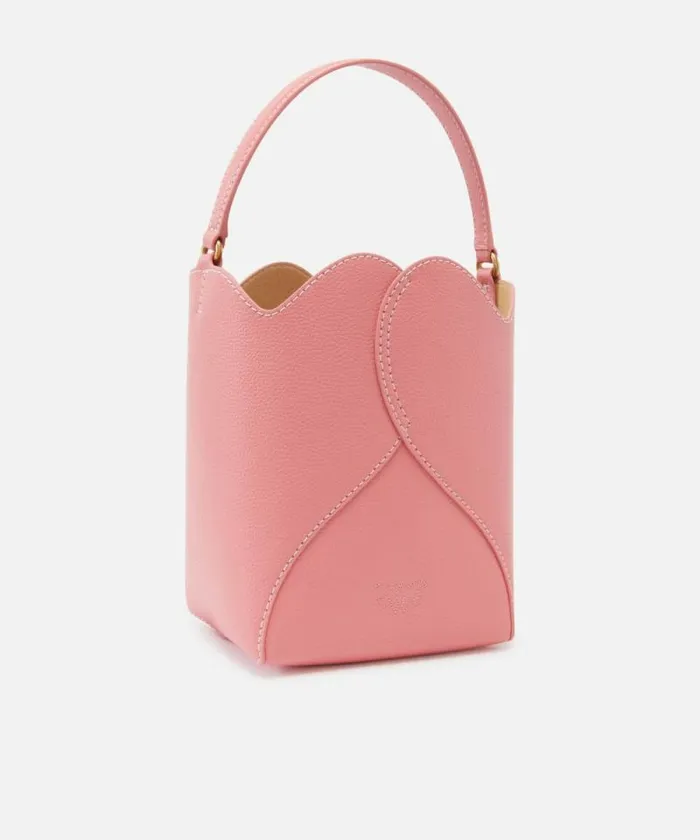 Women Crossbody Bags Pinko Heart Mini Leather Bucket Bag With Shoulder Strap Peach Flowerantiquegold Women Crossbody Bags Pinko Heart Mini Leather Bucket Bag With Shoulder Strap Peach Flowerantiquegold