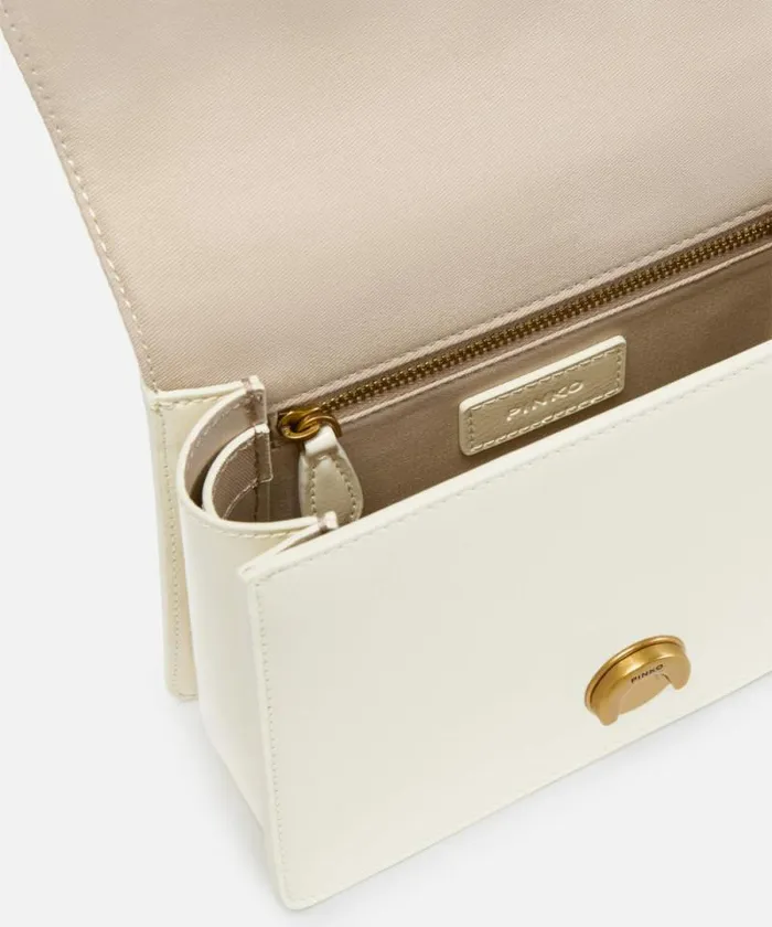 Women Crossbody Bags Pinko Love Bag Handbag With Handle And Shoulder Strap With Shiny Leather Effect Whitewhiteantique Gold Women Crossbody Bags Pinko Love Bag Handbag With Handle And Shoulder Strap With Shiny Leather Effect Whitewhiteantique Gold